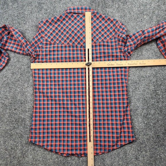 Stio Eddy Shirt Womens Small Red Blue Plaid Snap‎ Front Western Long Sleeve - Picture 4 of 7